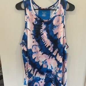 Tek Gear Women's Tank Top - Navy and Light Pink Tie-Dye